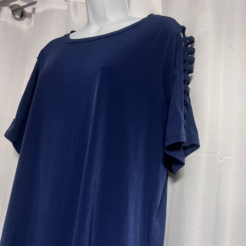 🚨 MICHAEL KORS NWT Blue Short Sleeve tunic pullover shirt Dress Sz 1X - Picture 4 of 6